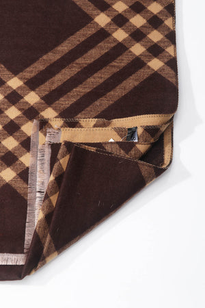 Brown & Beige Plaid Viscose Scarf