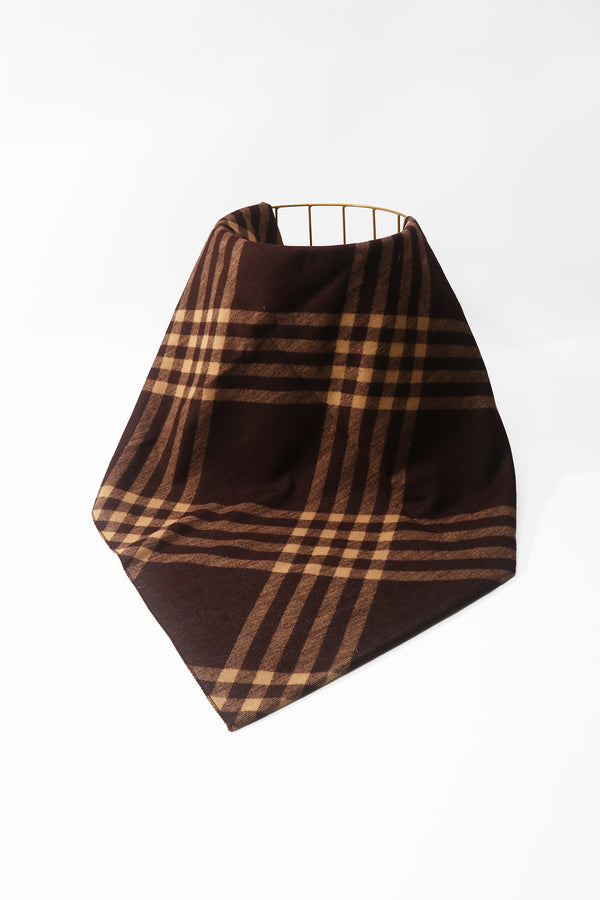 Brown & Beige Plaid Viscose Scarf