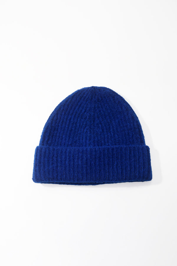 Royal Blue Knit Ribbed Beanie Hat