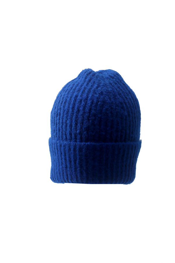 Royal Blue Knit Ribbed Beanie Hat