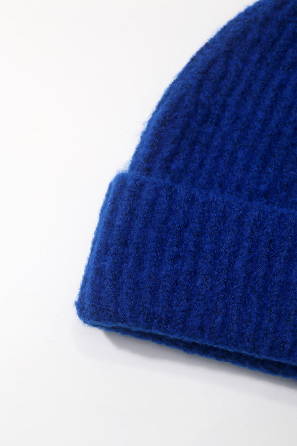 Royal Blue Knit Ribbed Beanie Hat