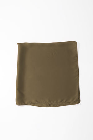 Olive Green Satin Gold Ring Detail Neckerchief Scarf