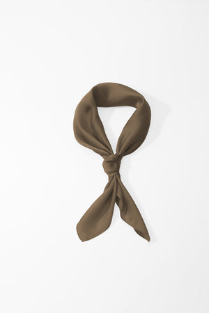 Olive Green Satin Gold Ring Detail Neckerchief Scarf