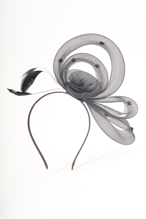 Black Side Flower Loop & Feather Fascinator Headband