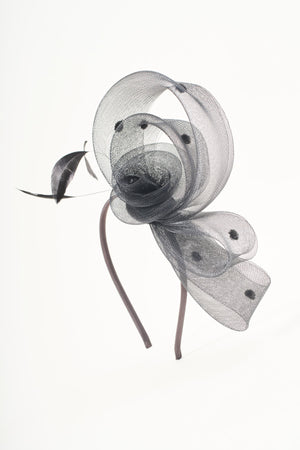 Black Side Flower Loop & Feather Fascinator Headband
