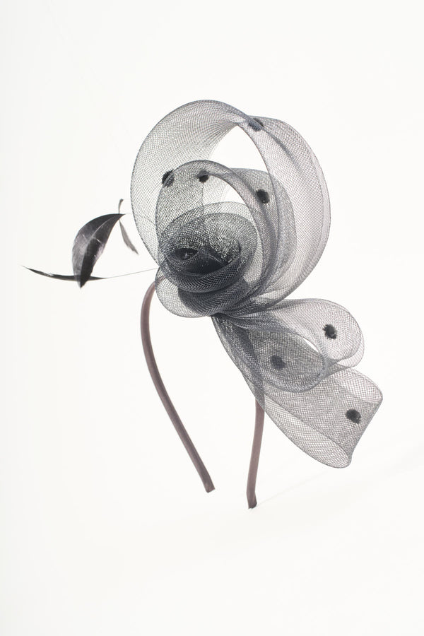 Black Side Flower Loop & Feather Fascinator Headband