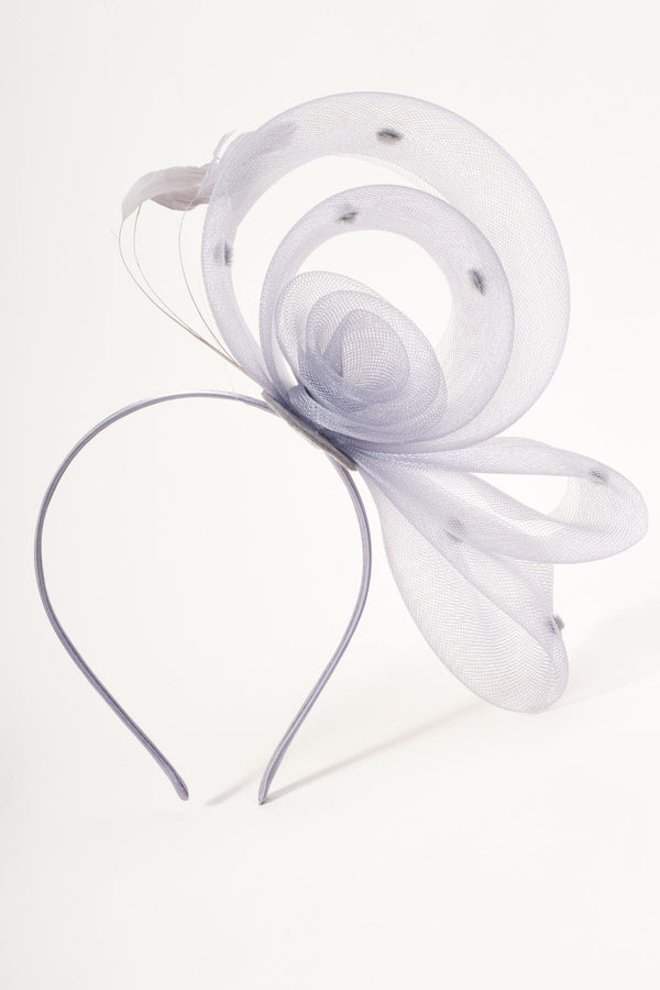 Grey Side Flower Loop & Feather Fascinator Headband