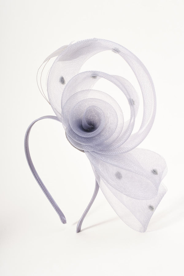 Grey Side Flower Loop & Feather Fascinator Headband