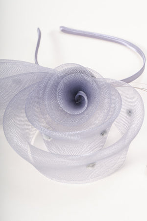 Grey Side Flower Loop & Feather Fascinator Headband