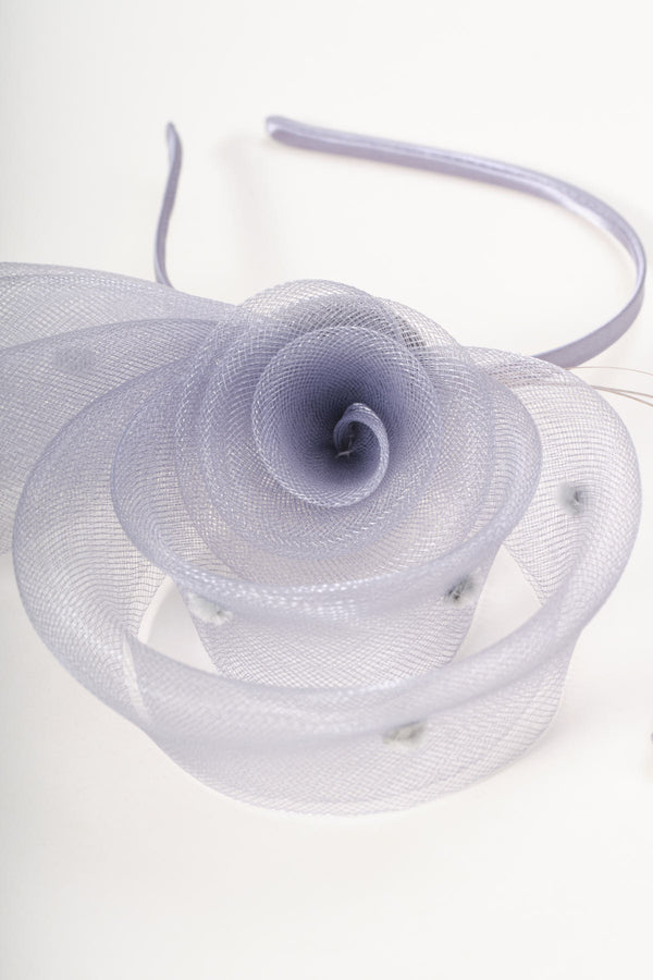 Grey Side Flower Loop & Feather Fascinator Headband