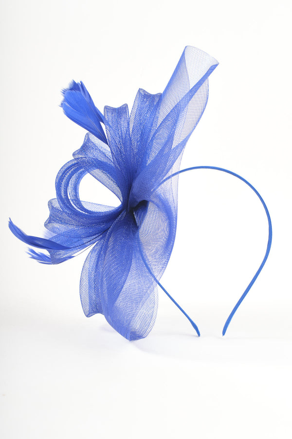 Blue Mesh & Feather Statement Fascinator Headband
