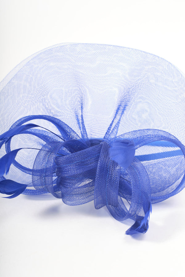 Blue Mesh & Feather Statement Fascinator Headband
