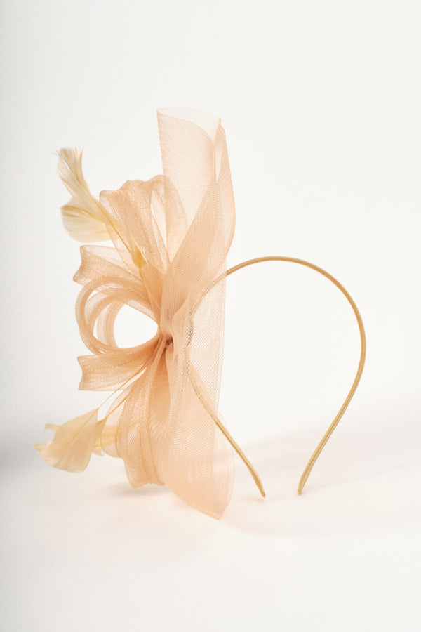 Gold Mesh & Feather Statement Fascinator Headband