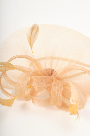 Gold Mesh & Feather Statement Fascinator Headband