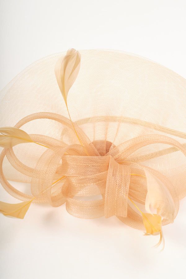 Gold Mesh & Feather Statement Fascinator Headband