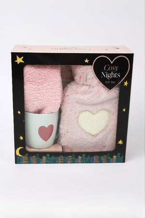 Cosy Nights Love Pink Hot Water Bottle, Socks & Mug Gift Set