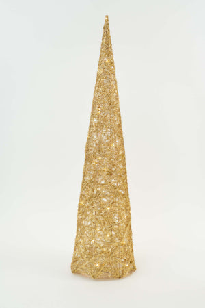 Set Of 3 Gold LED Christmas Cone Trees