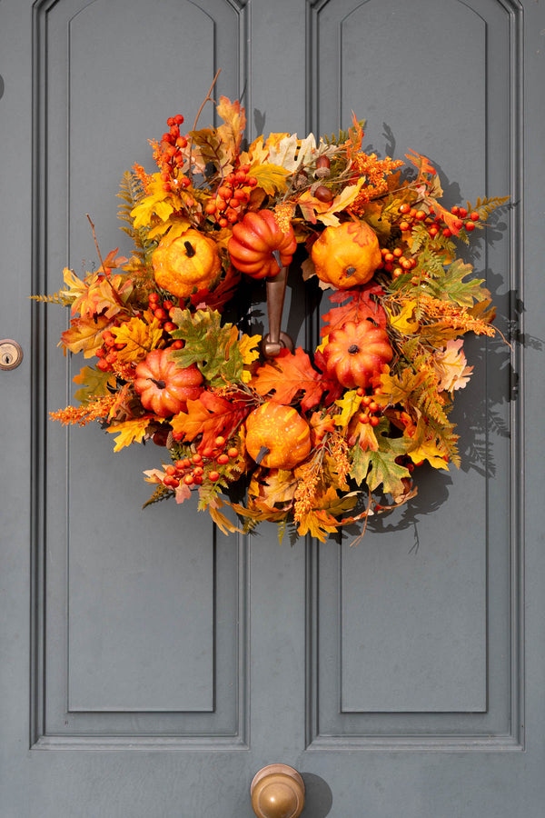 Orange Halloween Pumpkin Decorative Wreath