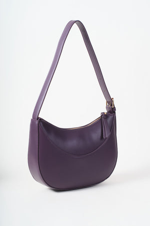 Dark Purple Scoop Top Shoulder Bag