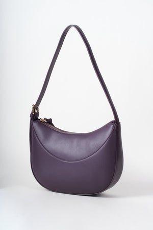 Dark Purple Scoop Top Shoulder Bag