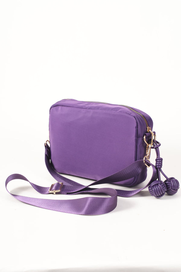 Purple Nylon Quilted Charm Camera Bag