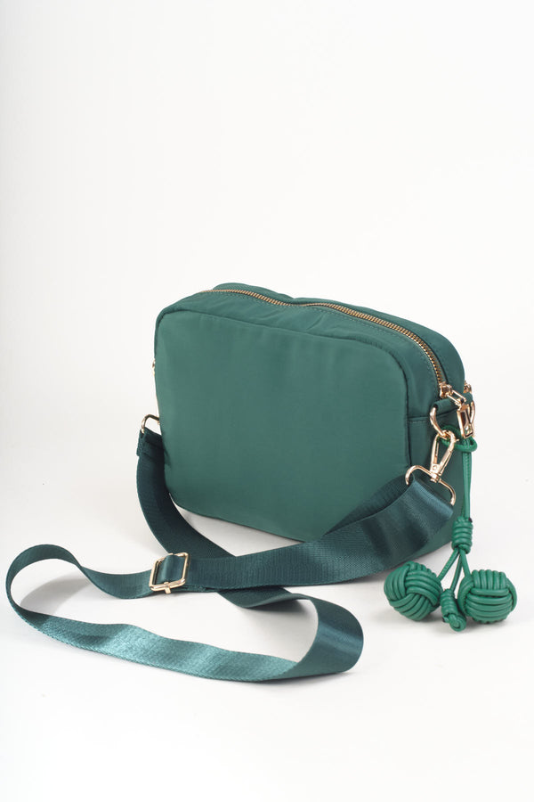 Dark Green Nylon Quilted Charm Camera Bag