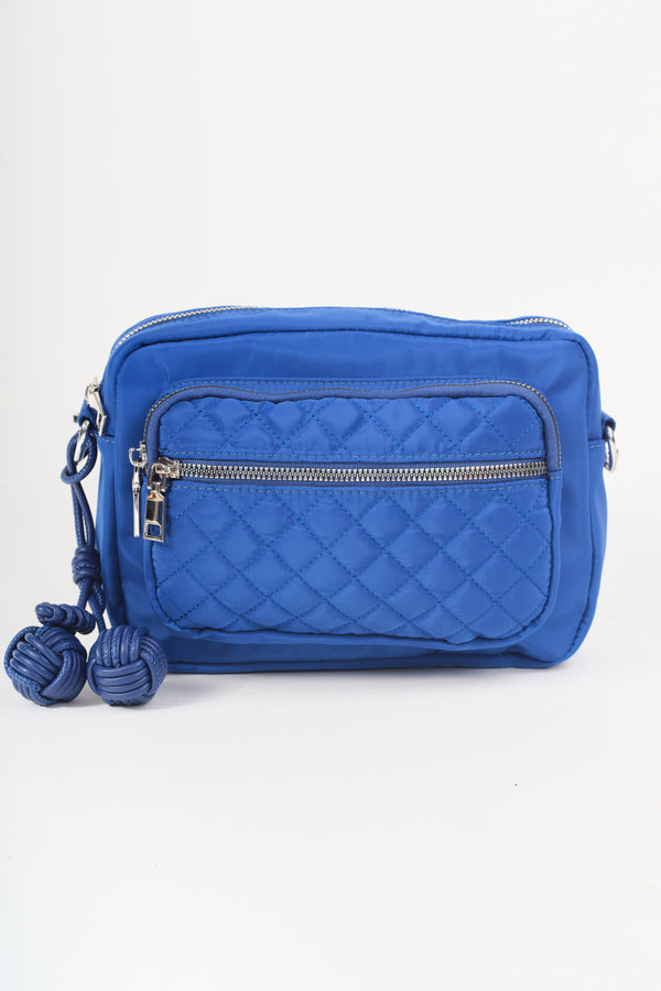 Royal Blue Nylon Quilted Charm Camera Bag