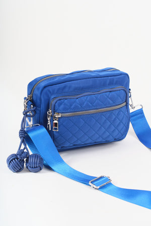 Royal Blue Nylon Quilted Charm Camera Bag