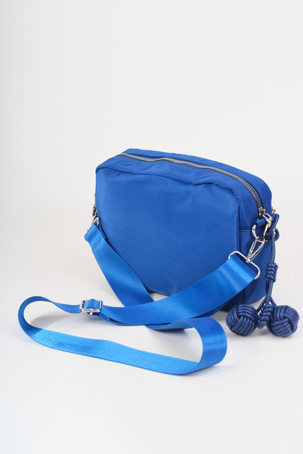 Royal Blue Nylon Quilted Charm Camera Bag
