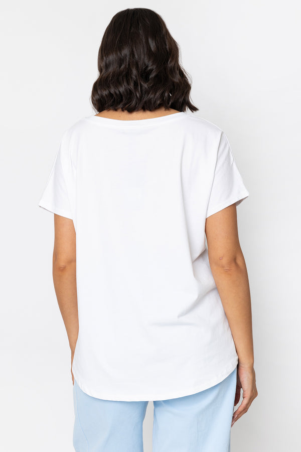 Lemons Print Dip Hem T-Shirt
