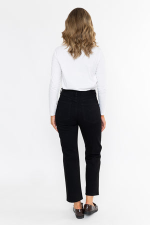 Black Denim High Waist Straight Leg Jeans