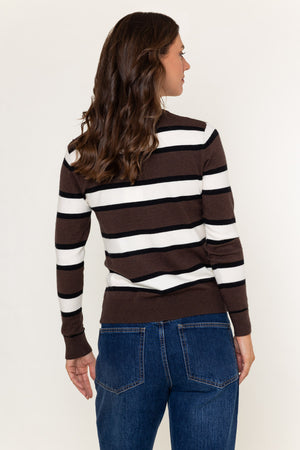 Brown Viscose Blend Soft Touch Stripe Knit Jumper