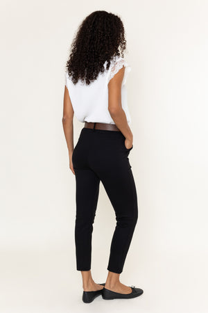 Black Ponte Pull Up High Waisted Slim Fit Ankle Trousers