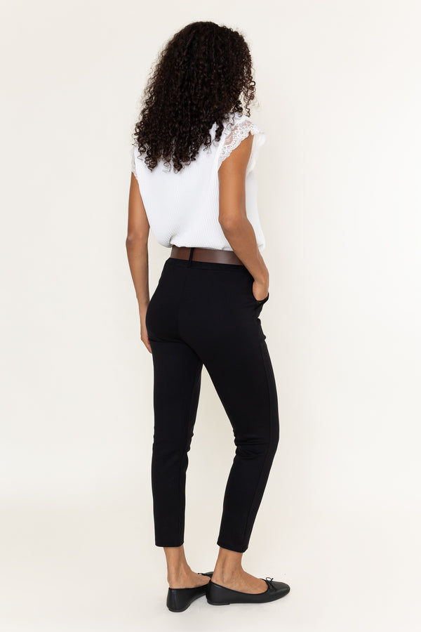 Black Ponte Pull Up High Waisted Slim Fit Ankle Trousers