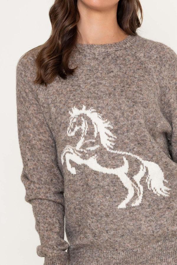 Brown Equestrian Motif Knit Jumper