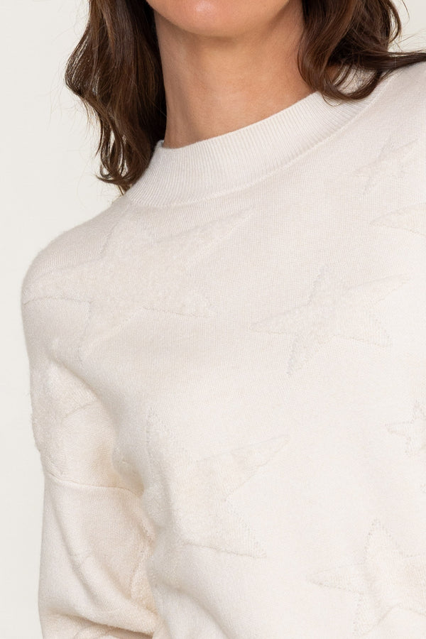 Cream Viscose Blend Textured Star Design Jumper