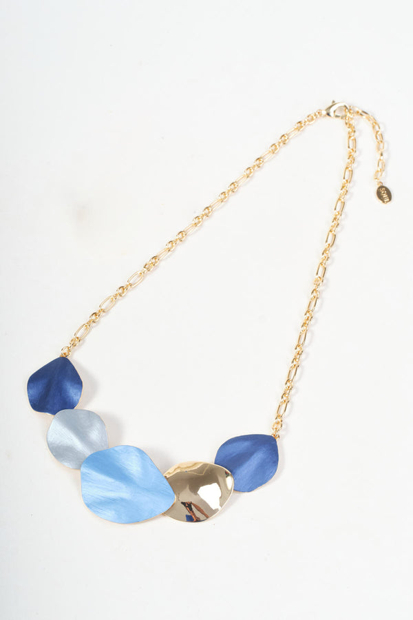 Gold & Blue Multi Disc Necklace