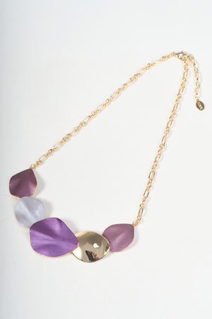 Gold & Purple Multi Disc Necklace