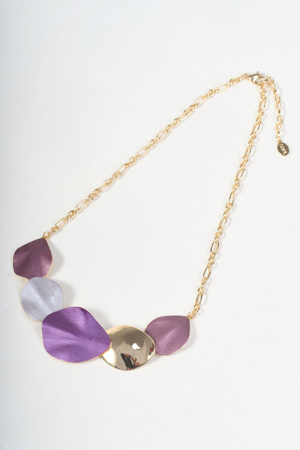 Gold & Purple Multi Disc Necklace