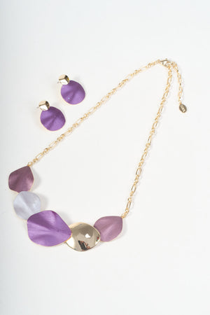 Gold & Purple Disc Stud Earrings