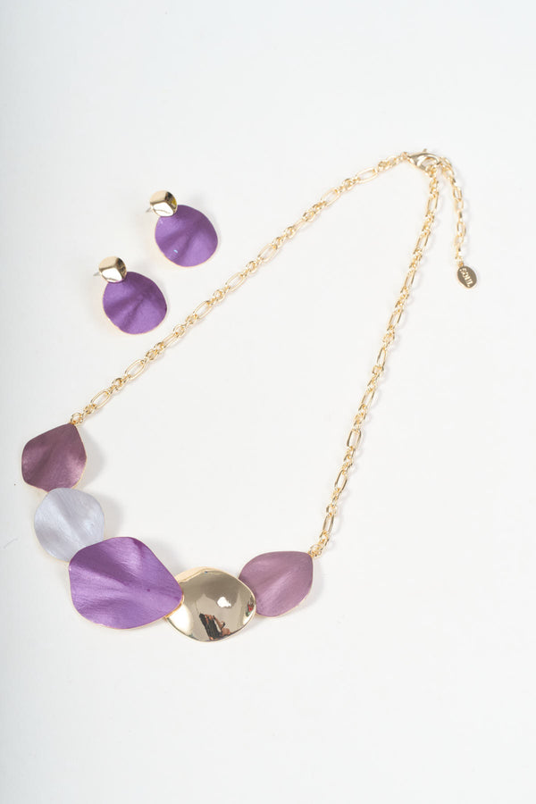 Gold & Purple Disc Stud Earrings