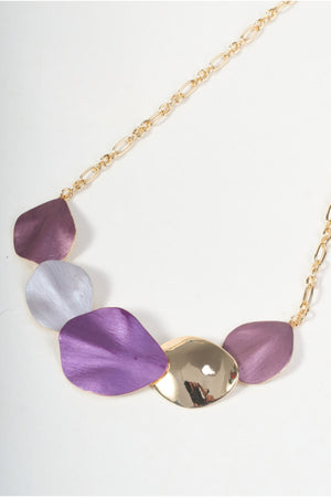 Gold & Purple Multi Disc Necklace