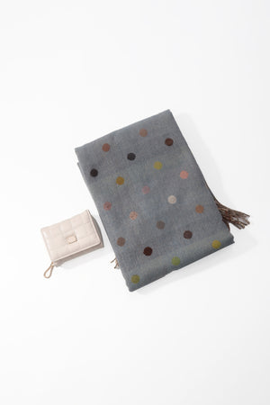 Grey Polka Dot Scarf & Cream Quilted Purse Gift Set