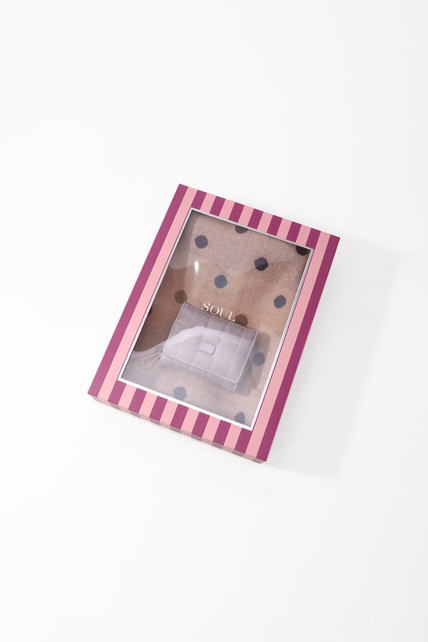Pink Polka Dot Scarf & Quilted Purse Gift Set