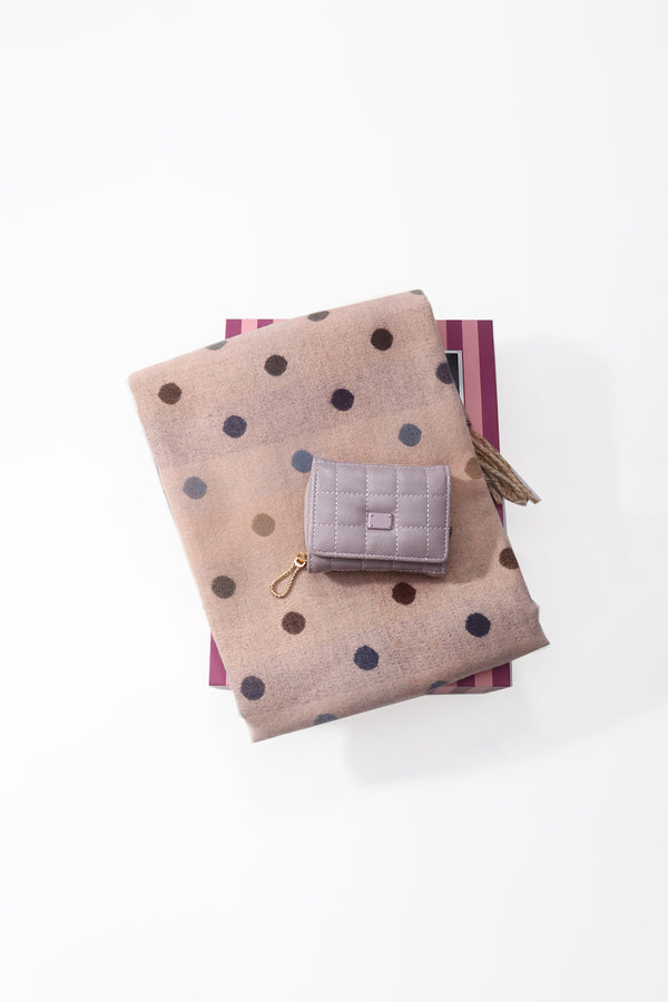 Pink Polka Dot Scarf & Quilted Purse Gift Set