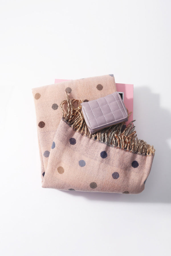 Pink Polka Dot Scarf & Quilted Purse Gift Set