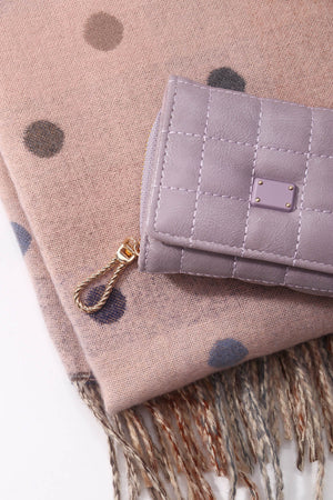 Pink Polka Dot Scarf & Quilted Purse Gift Set