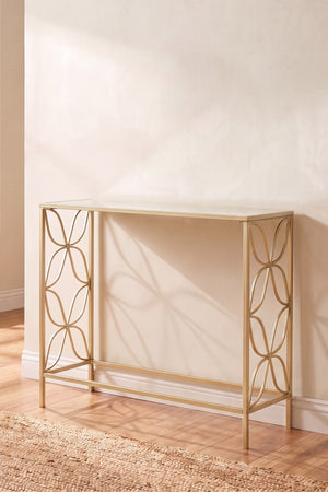 Gold Ruby Mirrored Iron W92cm Console Table