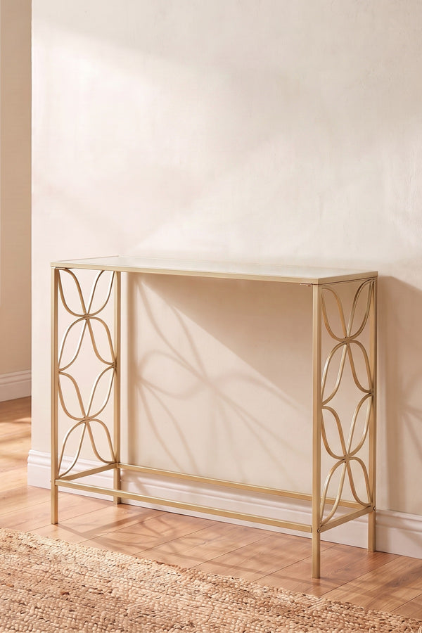 Gold Ruby Mirrored Iron W92cm Console Table
