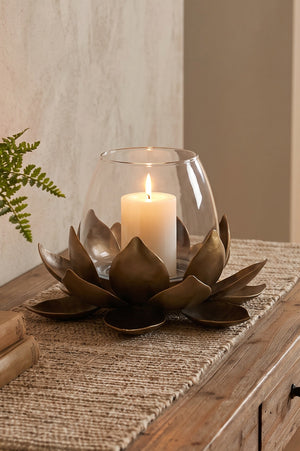 Bronze Lotus Shaped Iron Votive Candle Holder